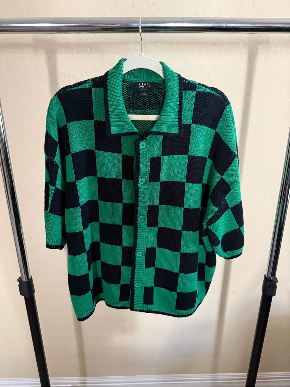 Green & Black Checkerboard Knit Set - Picture 2 of 5